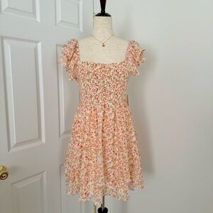Altar’d State Floral Smocked Dress with Ruffle Sleeves